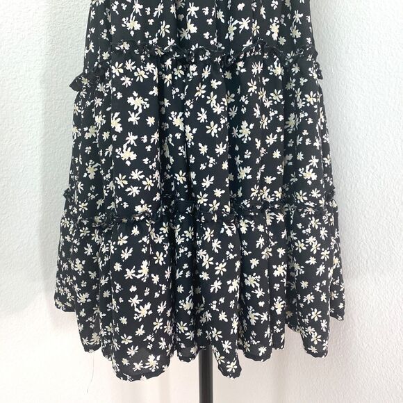 Bailey Blue Mini Dress Large Babydoll Layered Ruffle Flounce Boho Gypsy Milkmaid - Picture 5 of 11